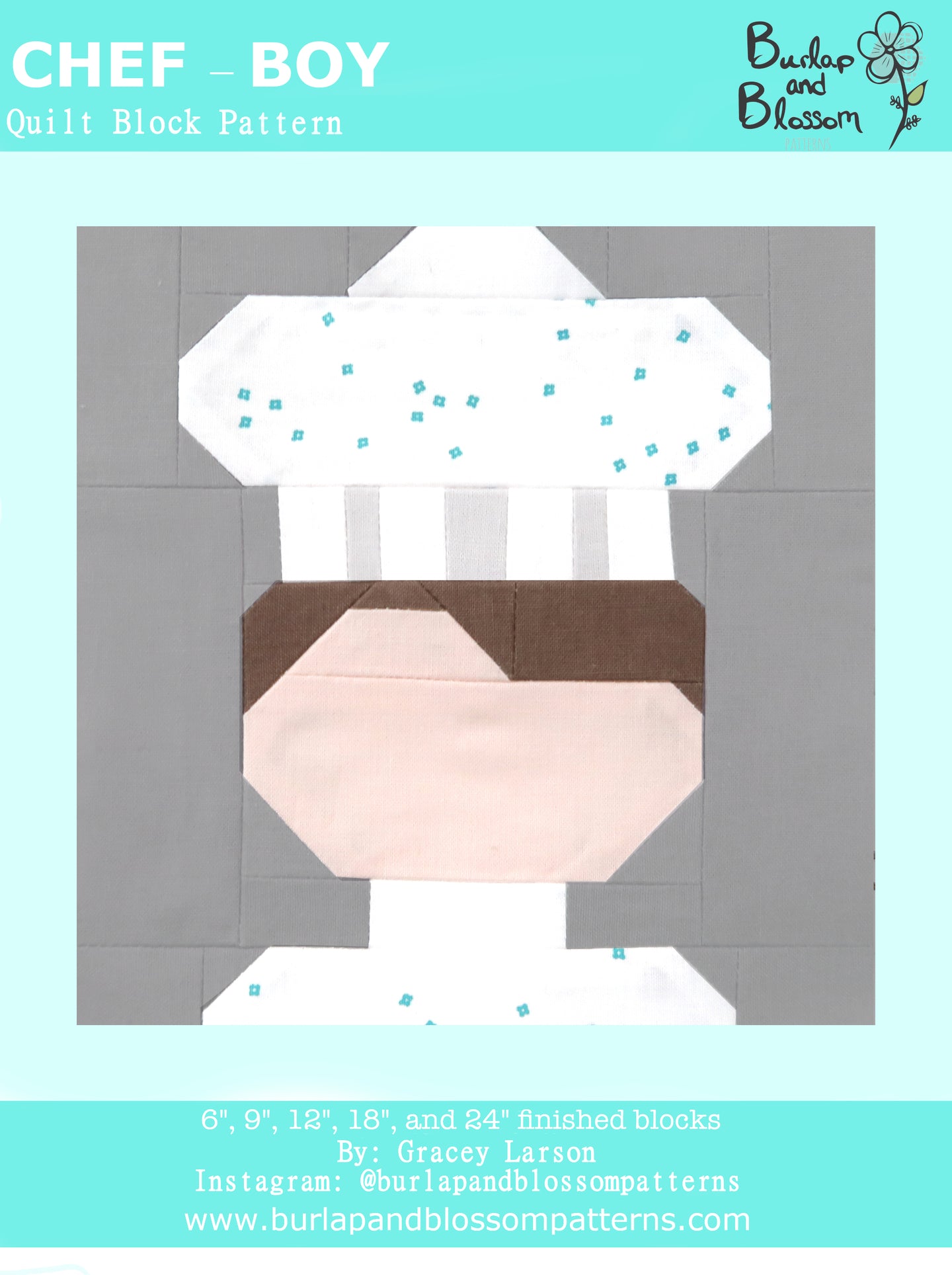 Pattern, Boy Chef Block by Burlap and Blossom (digital download)