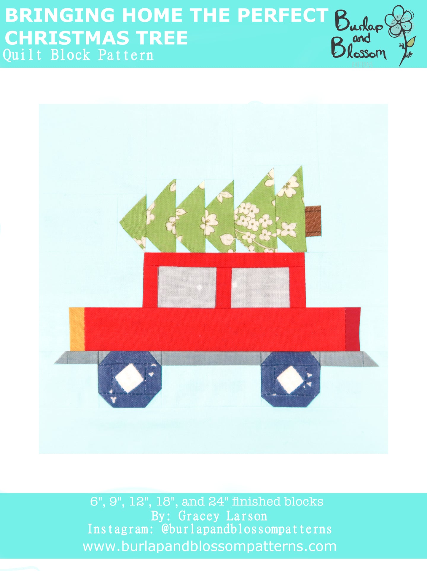 Pattern, Bringing Home the Christmas Tree Block by Burlap and Blossom (digital download)