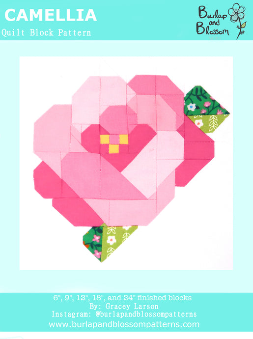 Pattern, Camellia Flower Block by Burlap and Blossom (digital download)