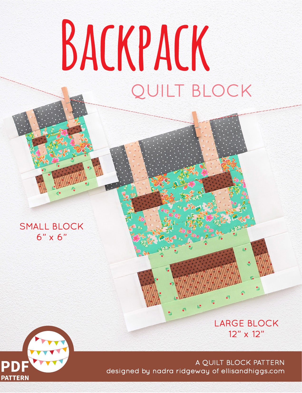 Pattern, Backpack Quilt Block by Ellis & Higgs (digital download)