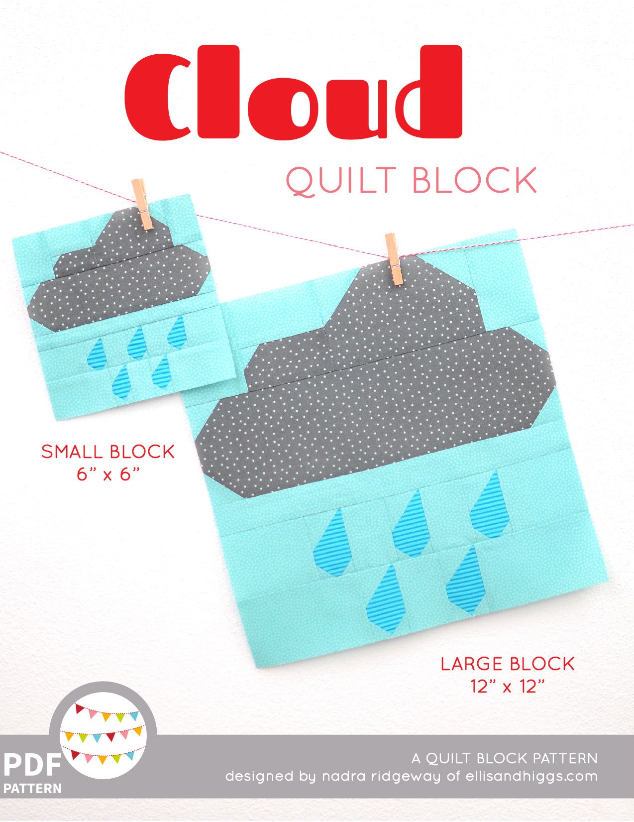 Pattern, Cloud Quilt Block by Ellis & Higgs (digital download)