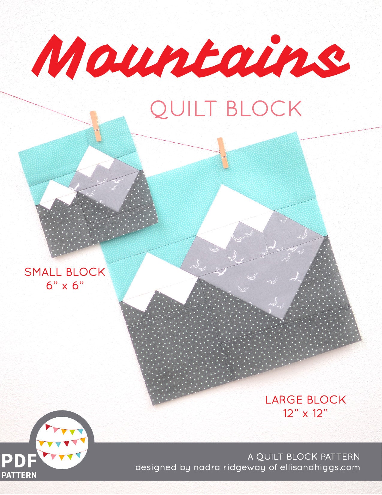 Pattern, Mountains Quilt Block by Ellis & Higgs (digital download)