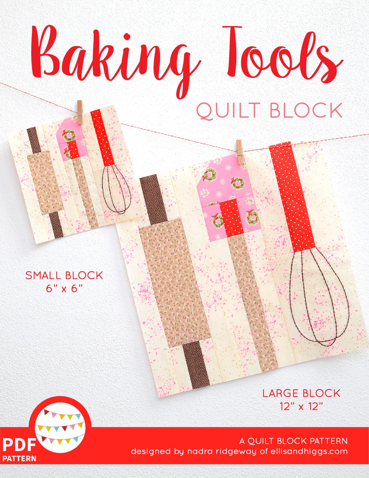 Pattern, Baking Tools Quilt Block by Ellis & Higgs (digital download)