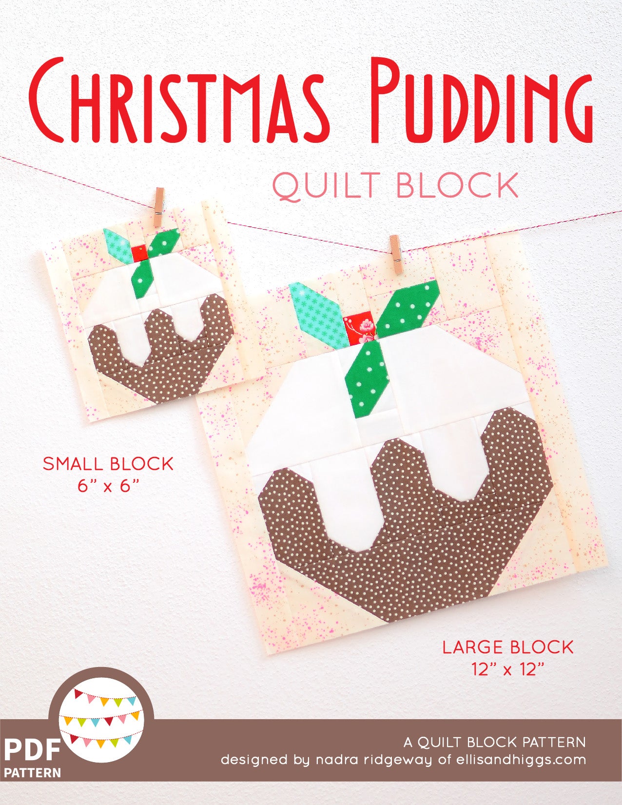 Pattern, Christmas Pudding Quilt Block by Ellis & Higgs (digital download)