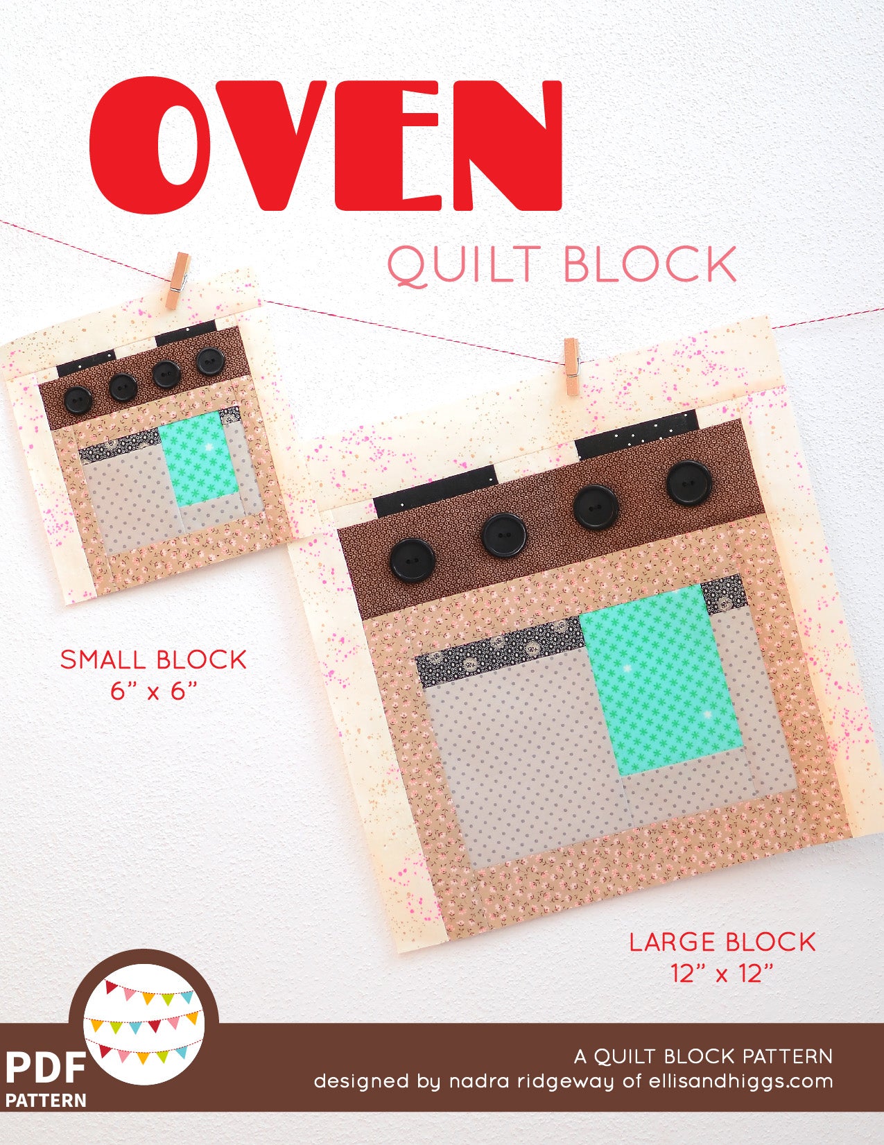 Pattern, Oven Quilt Block by Ellis & Higgs (digital download)