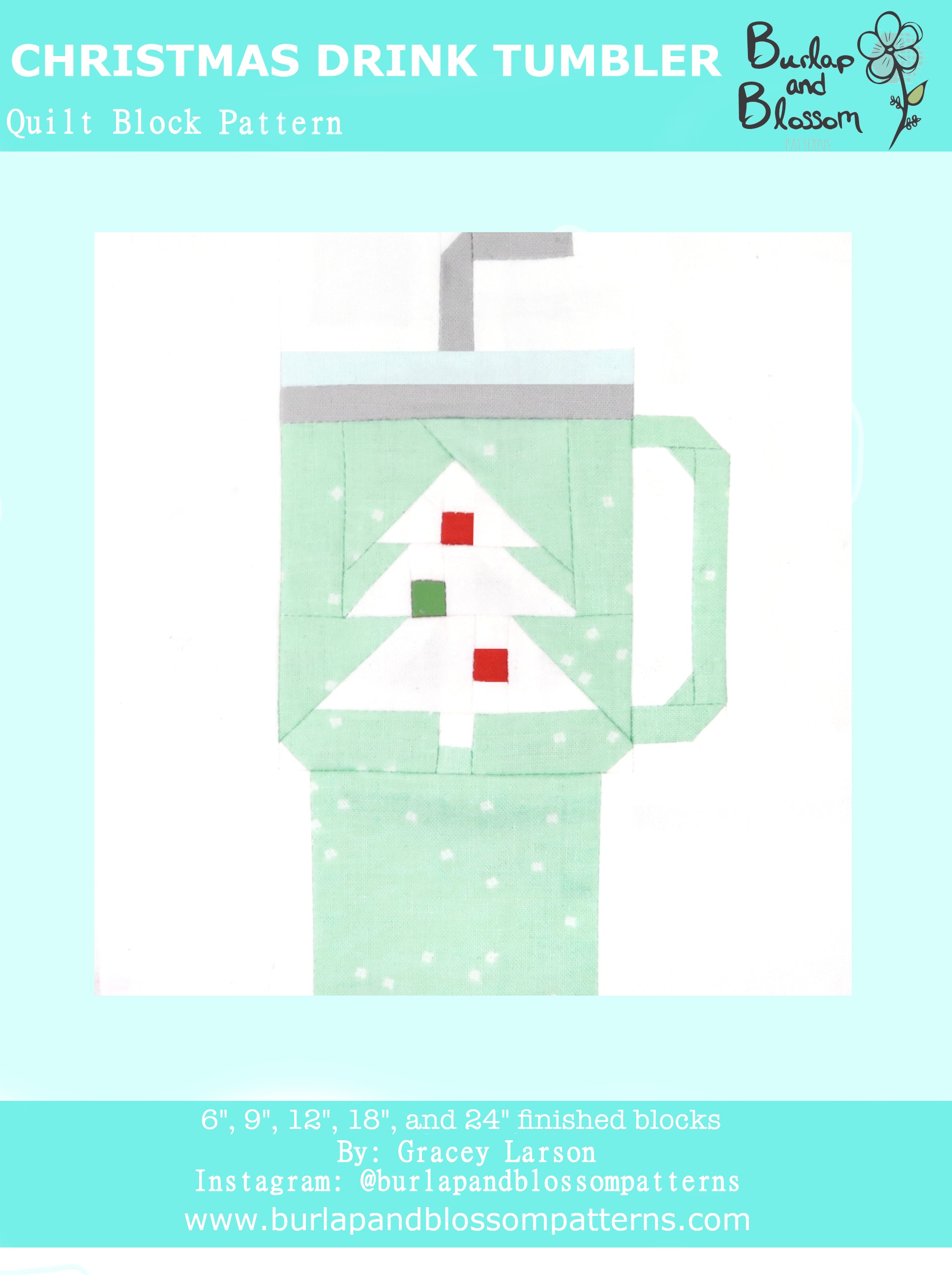 Pattern, Christmas Drink Tumbler Block by Burlap and Blossom (digital download)