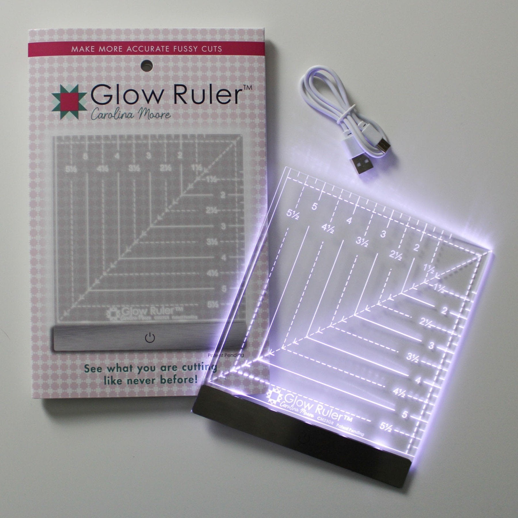 Cutting Ruler, GLOW Ruler 6" x 6" Square