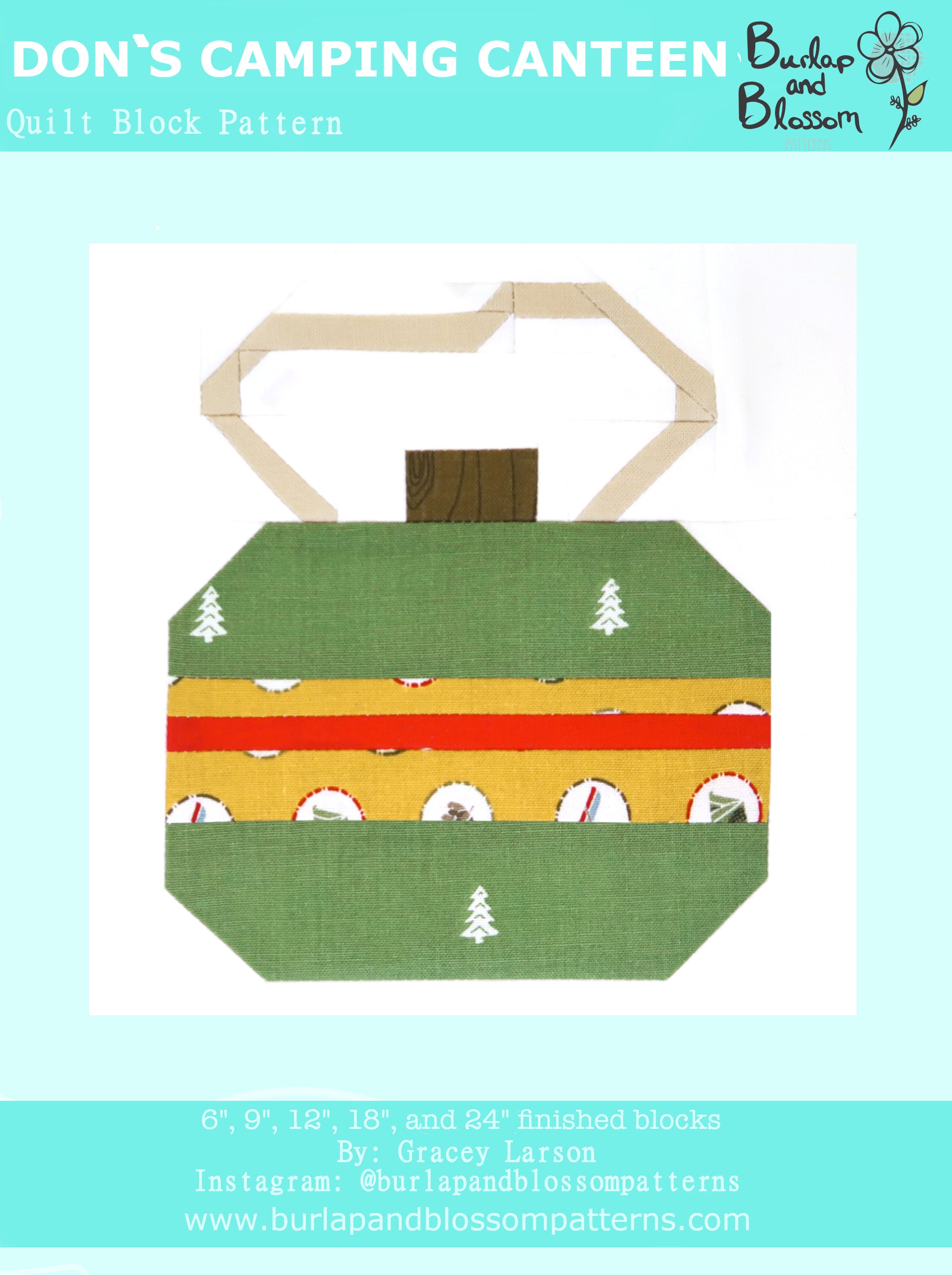 Pattern, Don's Camping Canteen Block by Burlap and Blossom (digital download)