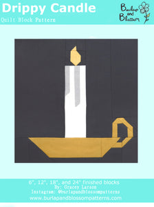 dripping candle quilt block by burlap and blossom