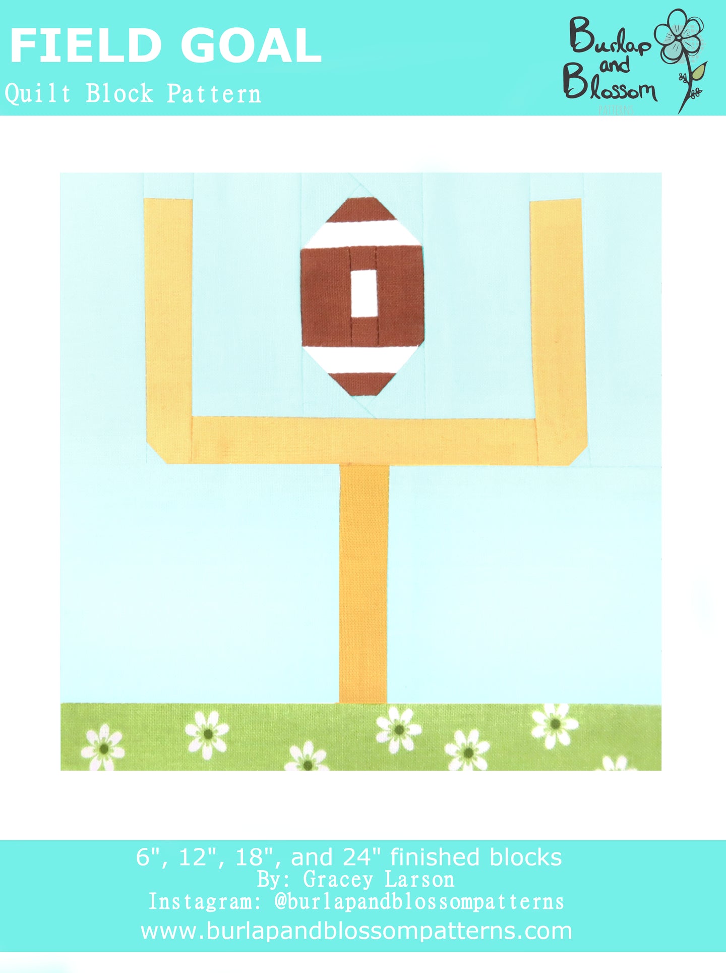 field goal quilt block pattern by burlap and blossom