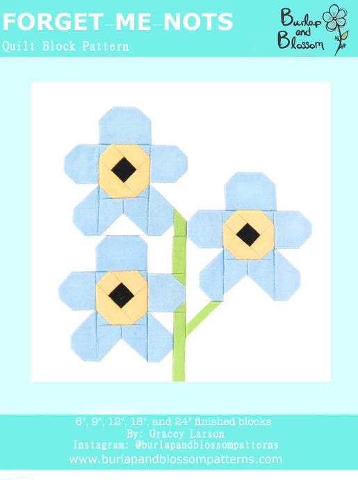 Pattern, Forget-Me-Not Flower Block by Burlap and Blossom (digital download)