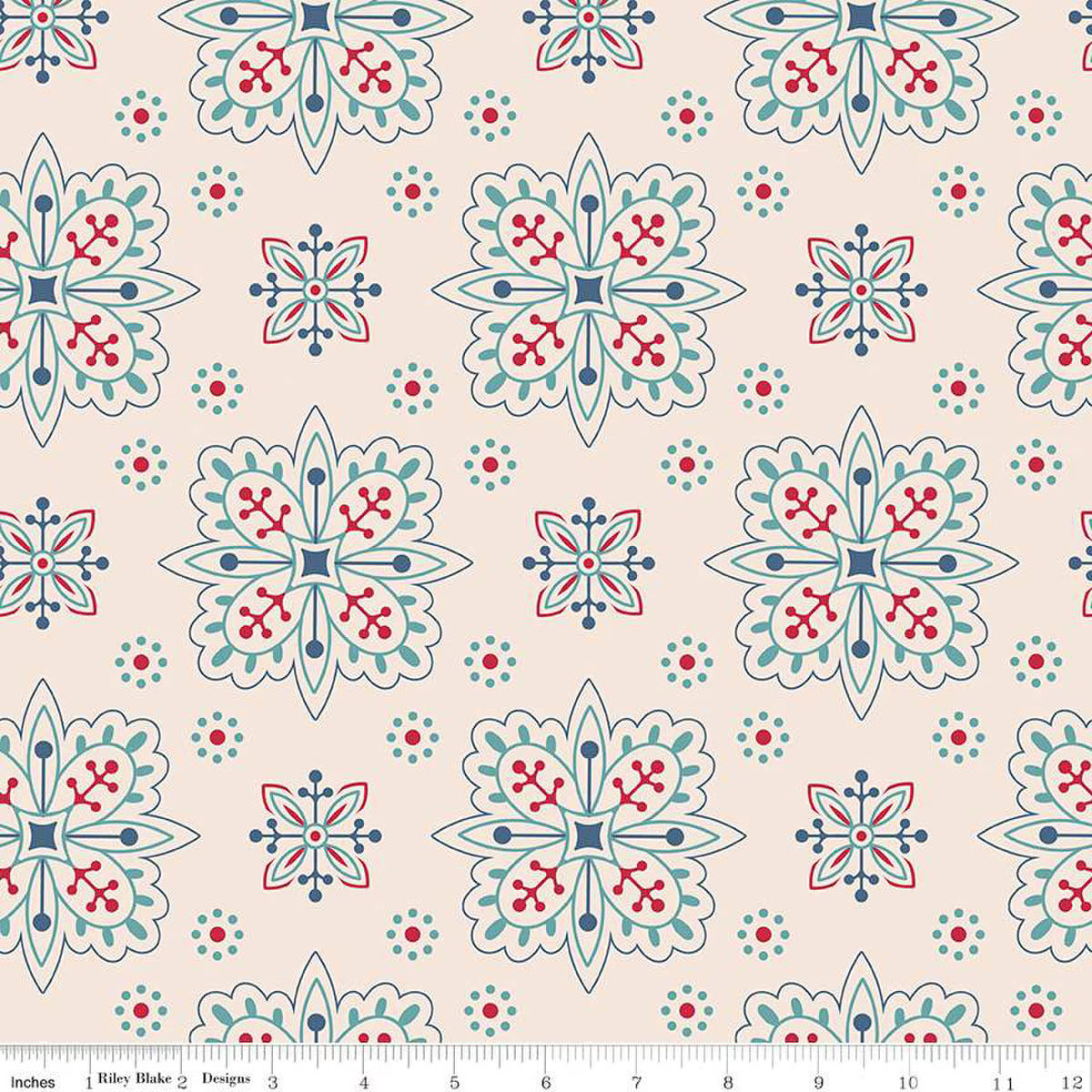 Fabric, Americana by Lori Holt WIDE BACK 108" - Parade Raindrop (by the yard)