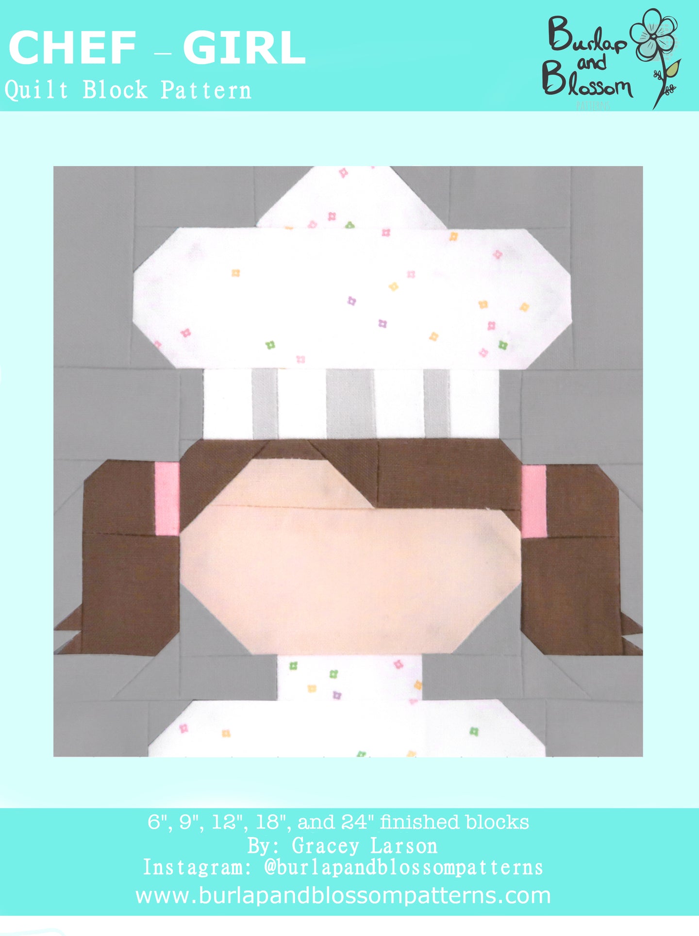 Pattern, Girl Chef Block by Burlap and Blossom (digital download)