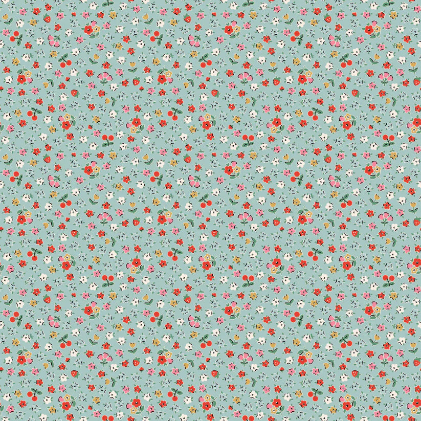 Fabric, Poppie Cotton Home Sweet Home - Blue Bitty Blossoms (by the yard)