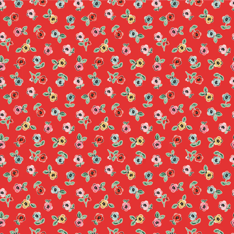 Fabric, Poppie Cotton Home Sweet Home - Red Cheery Florals (by the yar ...