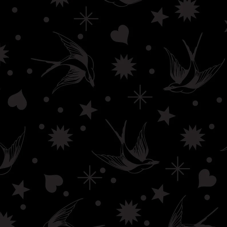 Fabric, Linework Fairy Flakes by Tula Pink - BLACK INK (by the yard)