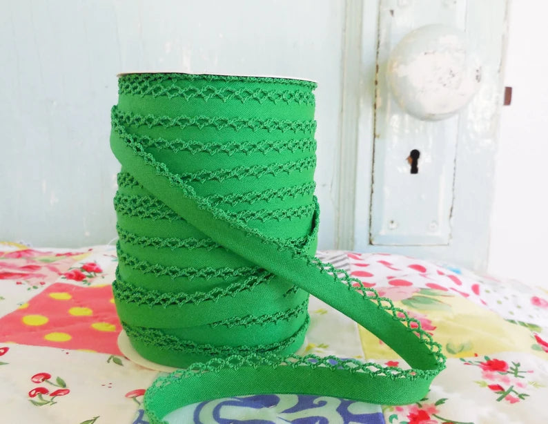 LACE BIAS TAPE, Green Solid Double Fold (by the yard)