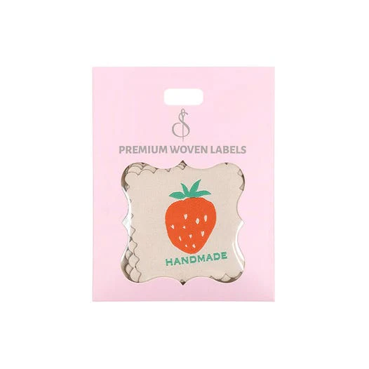 Labels, Scalloped Strawberry Woven Sew-In Tags by Minki Kim