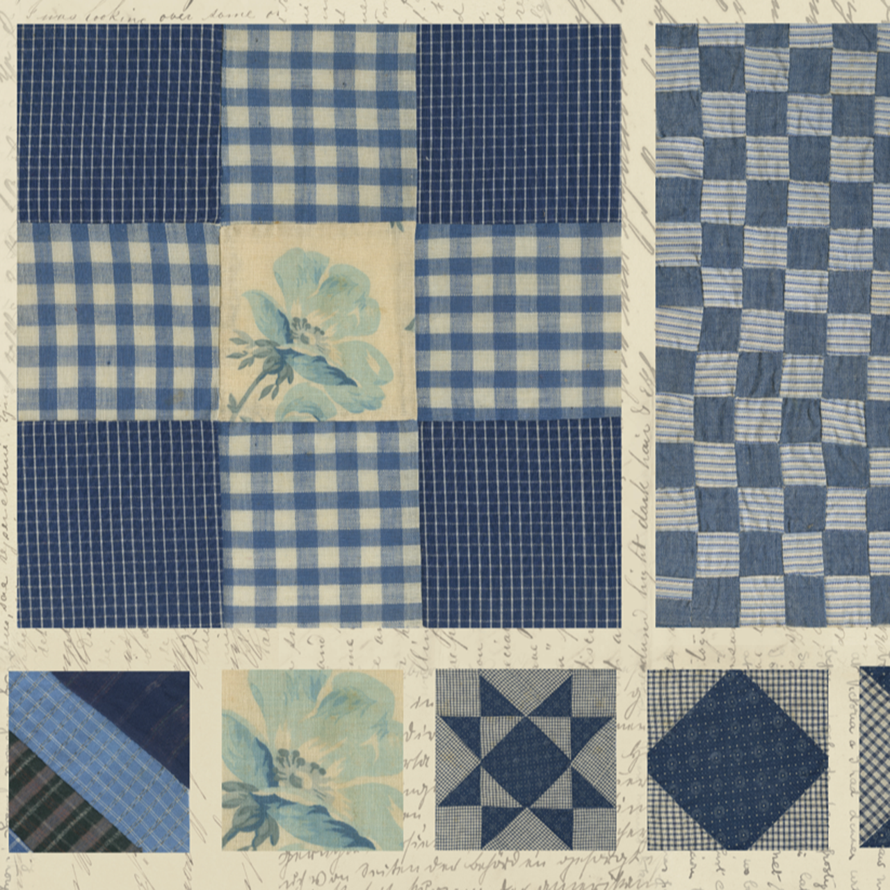 Fabric, Treasured Threadz Quilt Block Panel - Missouri Star Blue