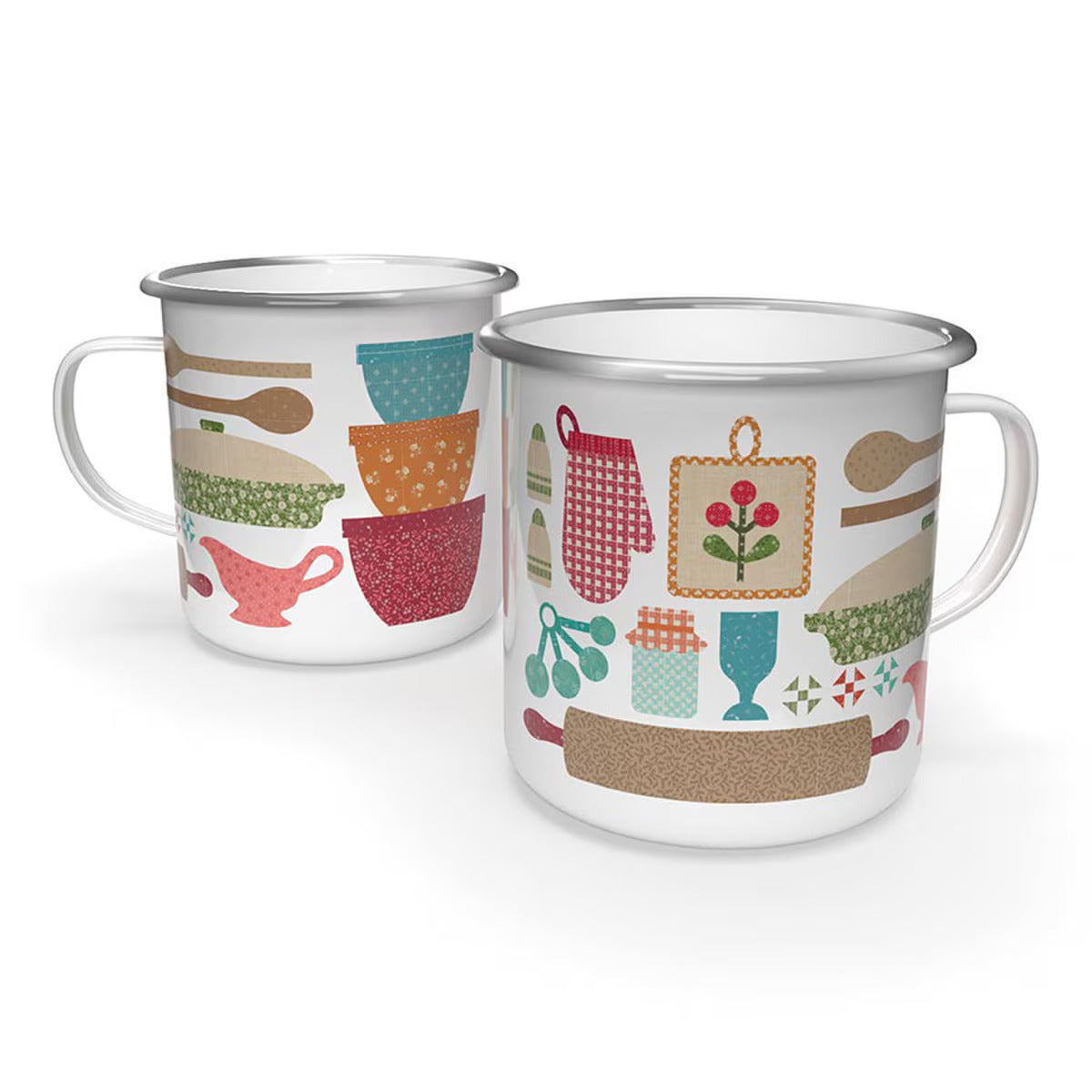 Mug, Baked With Love Enamel Tin Mug by Lori Holt