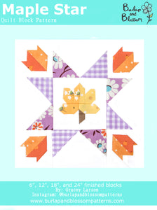 maple star quilt block by burlap and blossom