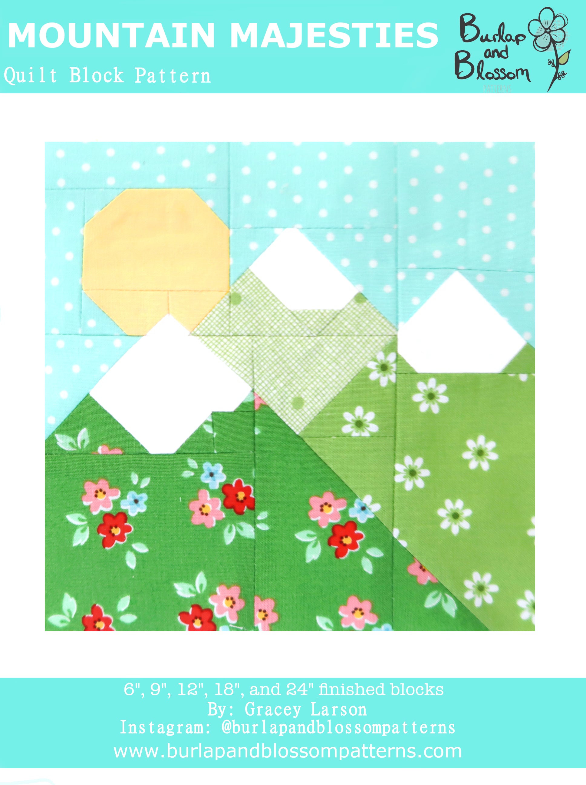 Pattern, Mountain Majesties Quilt Block by Burlap and Blossom (digital download)