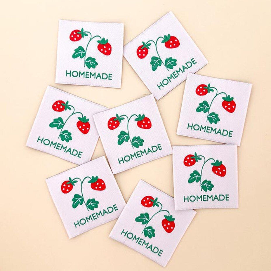 Labels, Strawberry HOMEMADE Woven Sew-In Tags by Minki Kim