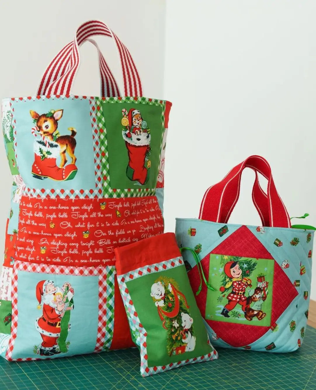 Fabric, JINGLE BELLS Retro Christmas - FAT QUARTER BUNDLE