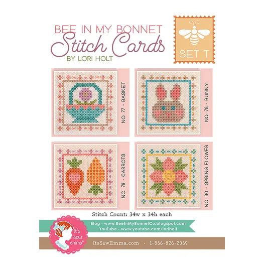 Counted Cross Stitch, (Set T) Easter Spring STITCH CARD SERIES Pattern by Lori Holt