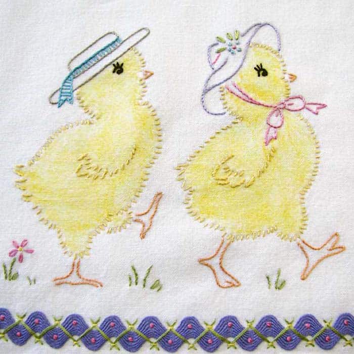 Embroidery Iron-On Transfers, Vintage-Styled Baby Chicks