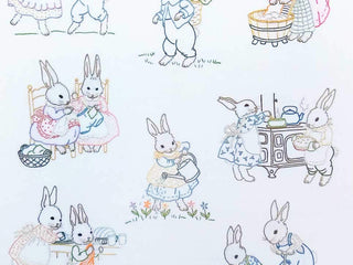 Load image into Gallery viewer, Embroidery Iron-On Transfers, Vintage-Styled Cottontails
