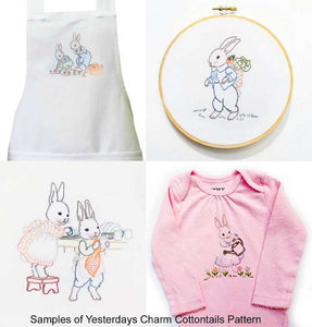 Embroidery Iron-On Transfers, Vintage-Styled Cottontails