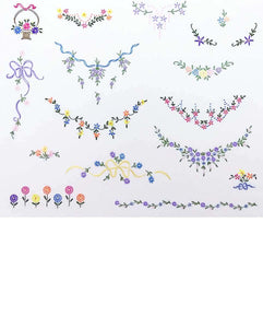 Embroidery Iron-On Transfers, Vintage-Styled Dainties - Florals & Ribbons