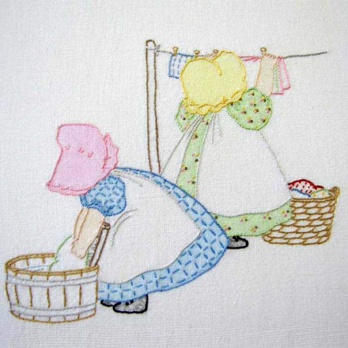 Embroidery Iron-On Transfers, Vintage-Styled Holly Hobbie Sunbonnet FRIENDS