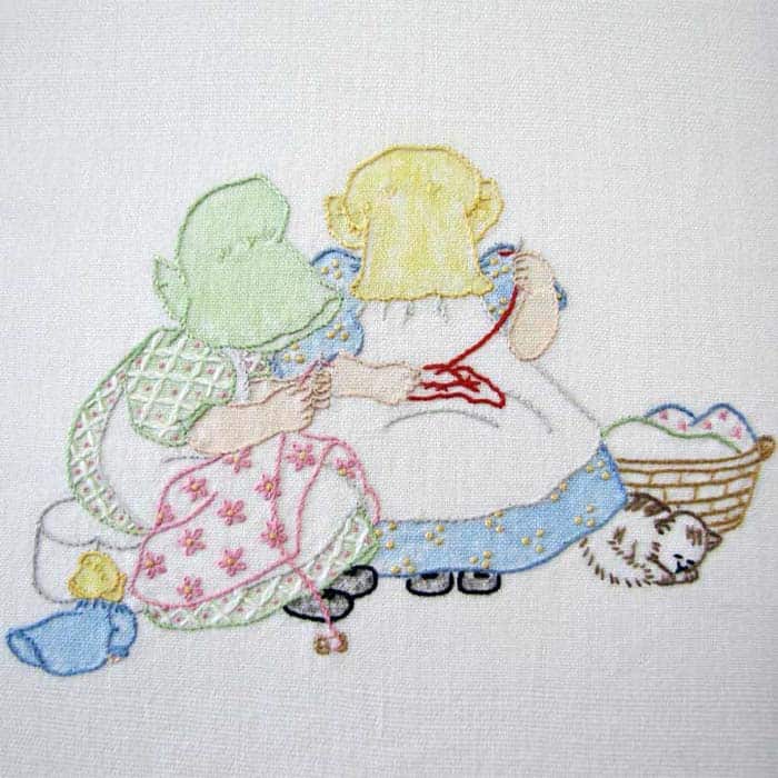 Embroidery Iron-On Transfers, Vintage-Styled Holly Hobbie Sunbonnet FRIENDS