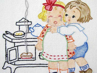 Load image into Gallery viewer, Embroidery Iron-On Transfers, Vintage-Styled Kitchen Grace Kids