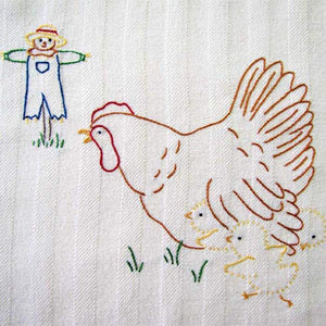 Embroidery Iron-On Transfers, Vintage-Styled Rise & Shine Chickens