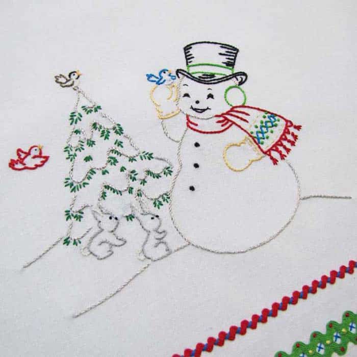 Embroidery Iron-On Transfers, Vintage-Styled Snowman Wonderland