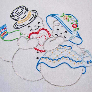 Embroidery Iron-On Transfers, Vintage-Styled Snowman Wonderland
