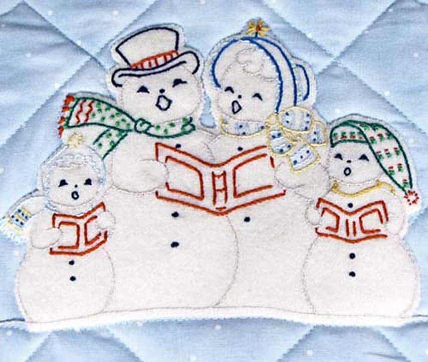 Embroidery Iron-On Transfers, Vintage-Styled Snowman Wonderland