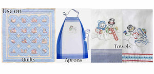 Embroidery Iron-On Transfers, Vintage-Styled Snowman Wonderland