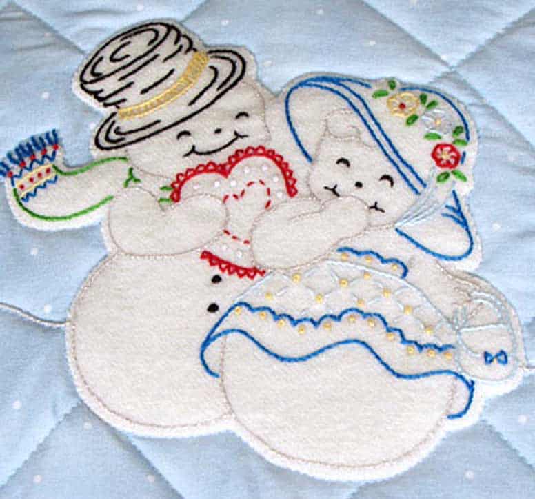 Embroidery Iron-On Transfers, Vintage-Styled Snowman Wonderland