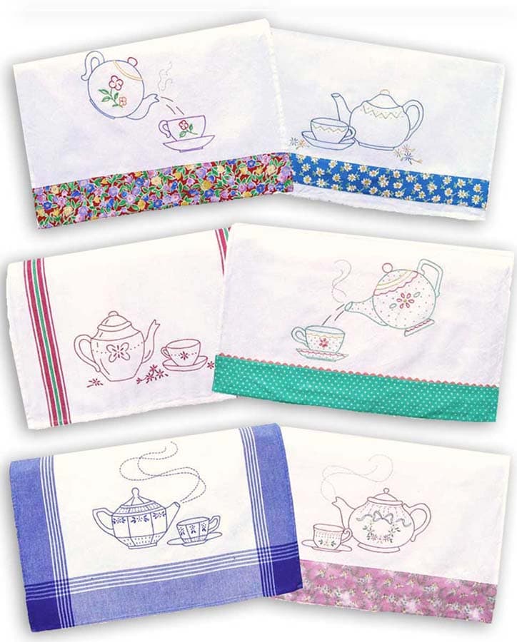 Embroidery Iron-On Transfers, Vintage-Styled Tea Time