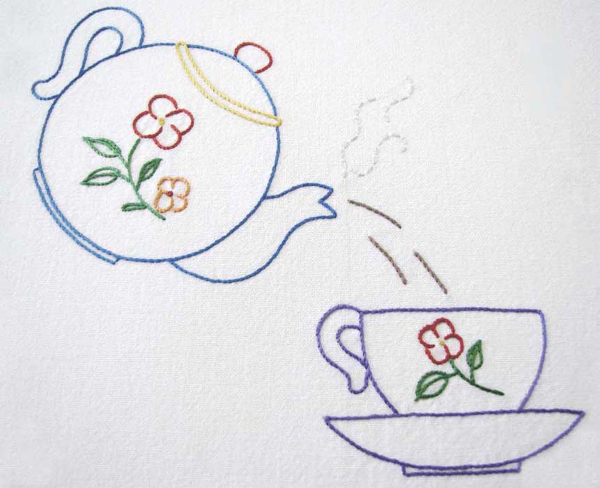 Embroidery Iron-On Transfers, Vintage-Styled Tea Time