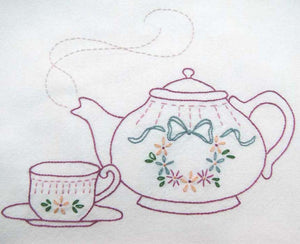Embroidery Iron-On Transfers, Vintage-Styled Tea Time