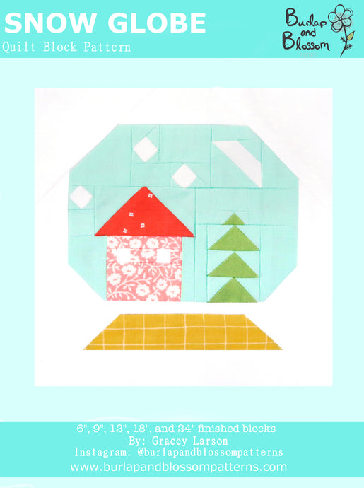 Pattern, Snow Globe Christmas Block by Burlap and Blossom (digital download)