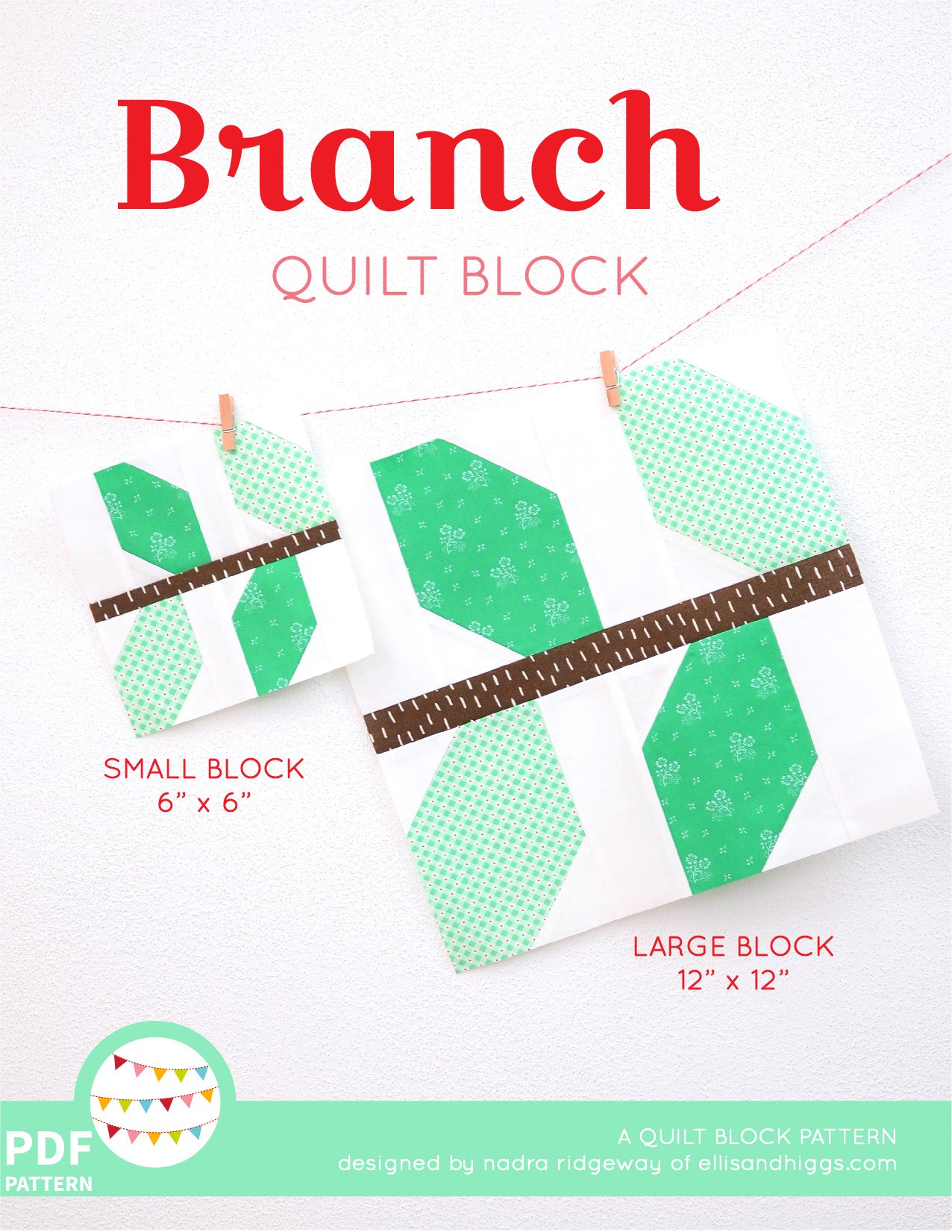 Pattern, Spring Branch Quilt Block by Ellis & Higgs (digital download)