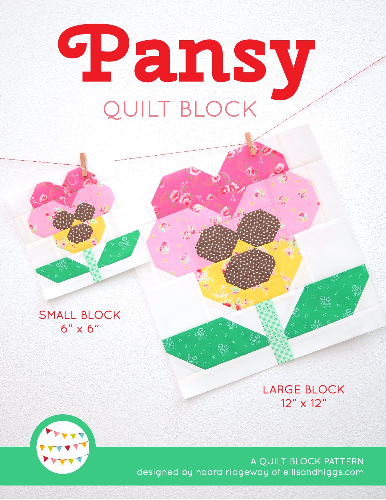 Pattern, Pansy Flower Quilt Block by Ellis & Higgs (digital download)