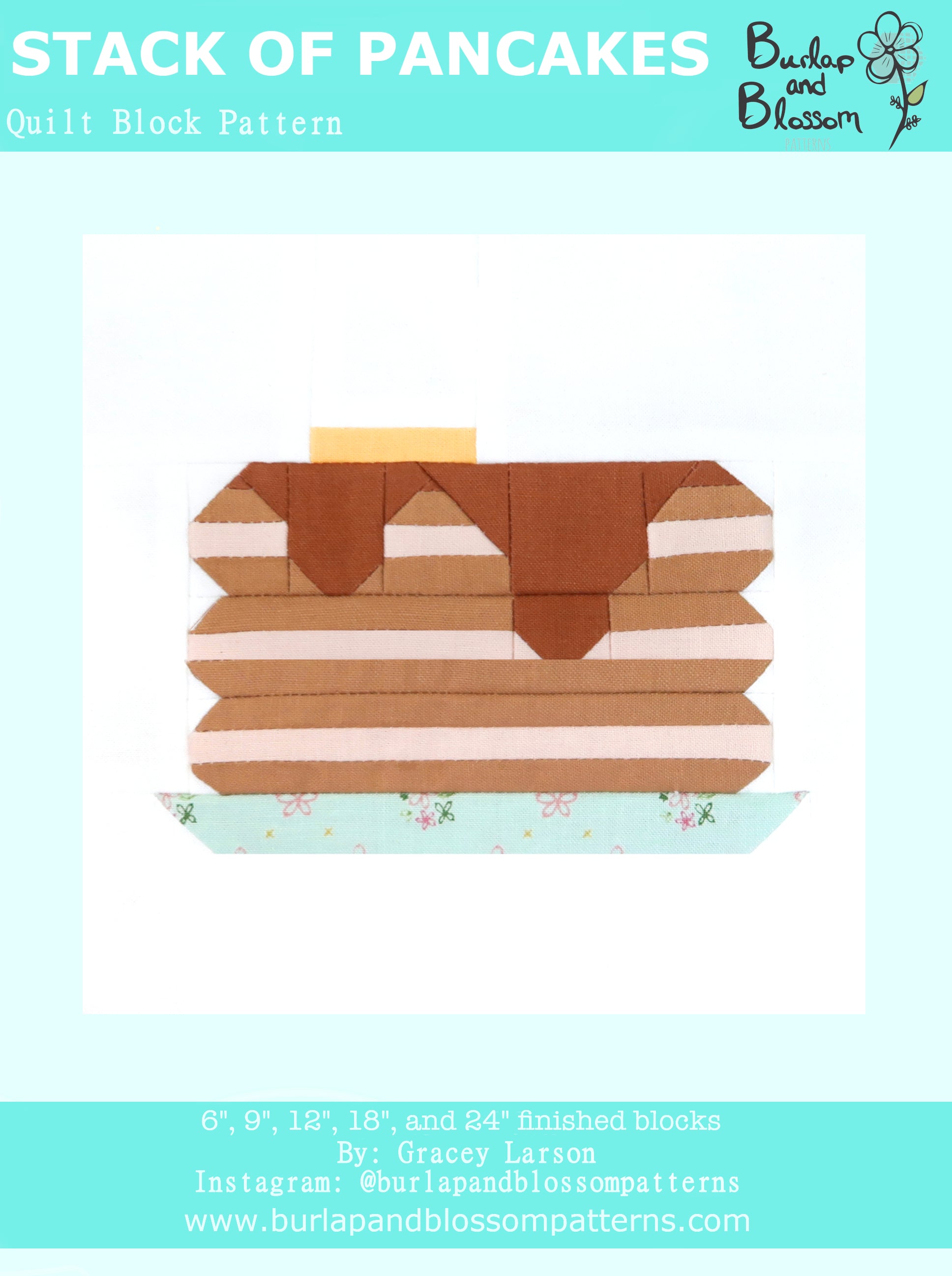 Pattern, Stack of Pancakes Quilt Block by Burlap and Blossom (digital download)