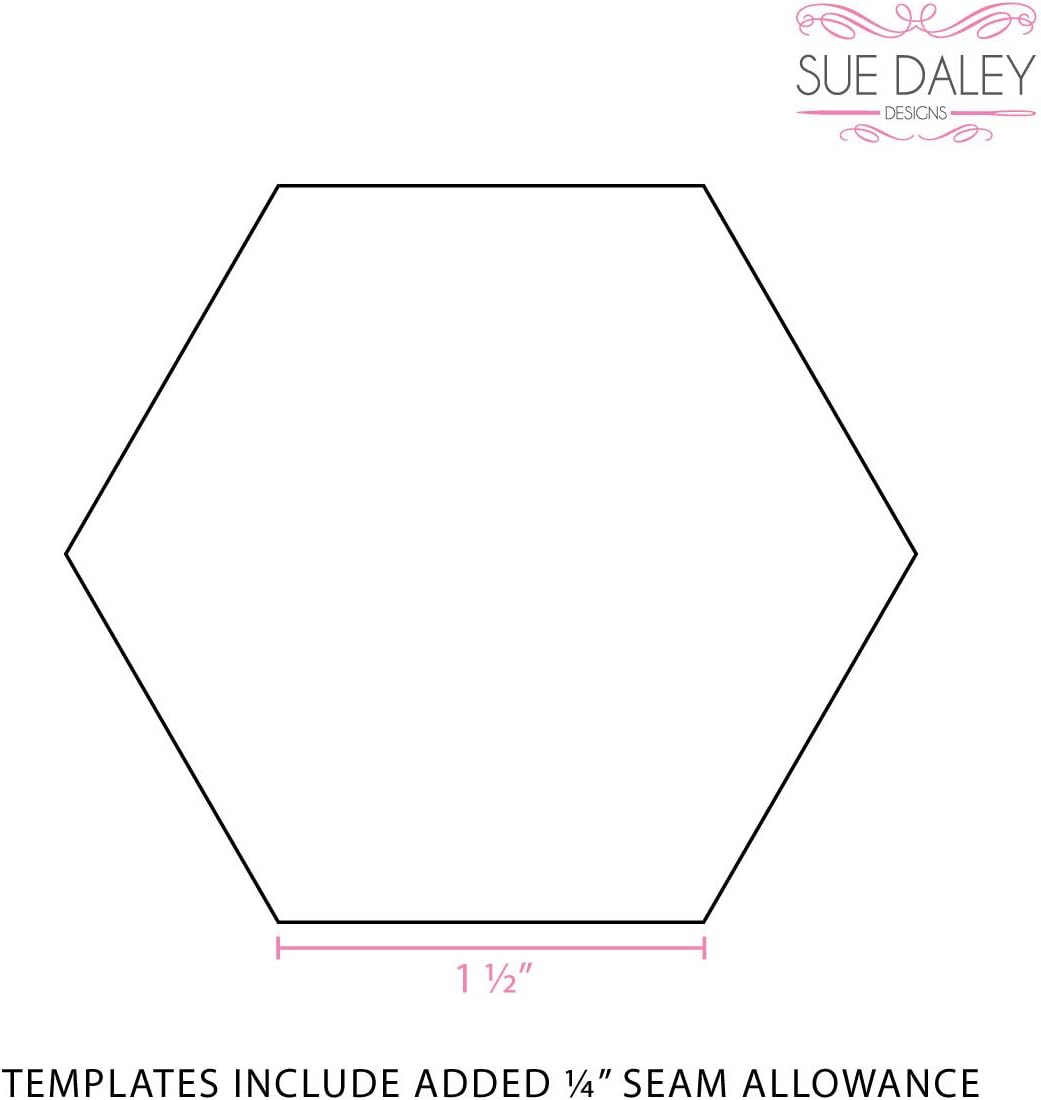 Sue Daley 1 1/2" Hexagon Template For English Paper Piecing